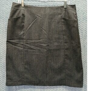 Cato Womens Grey Herringbone Pencil Skirt Size 14 Knee Length Lined Pockets